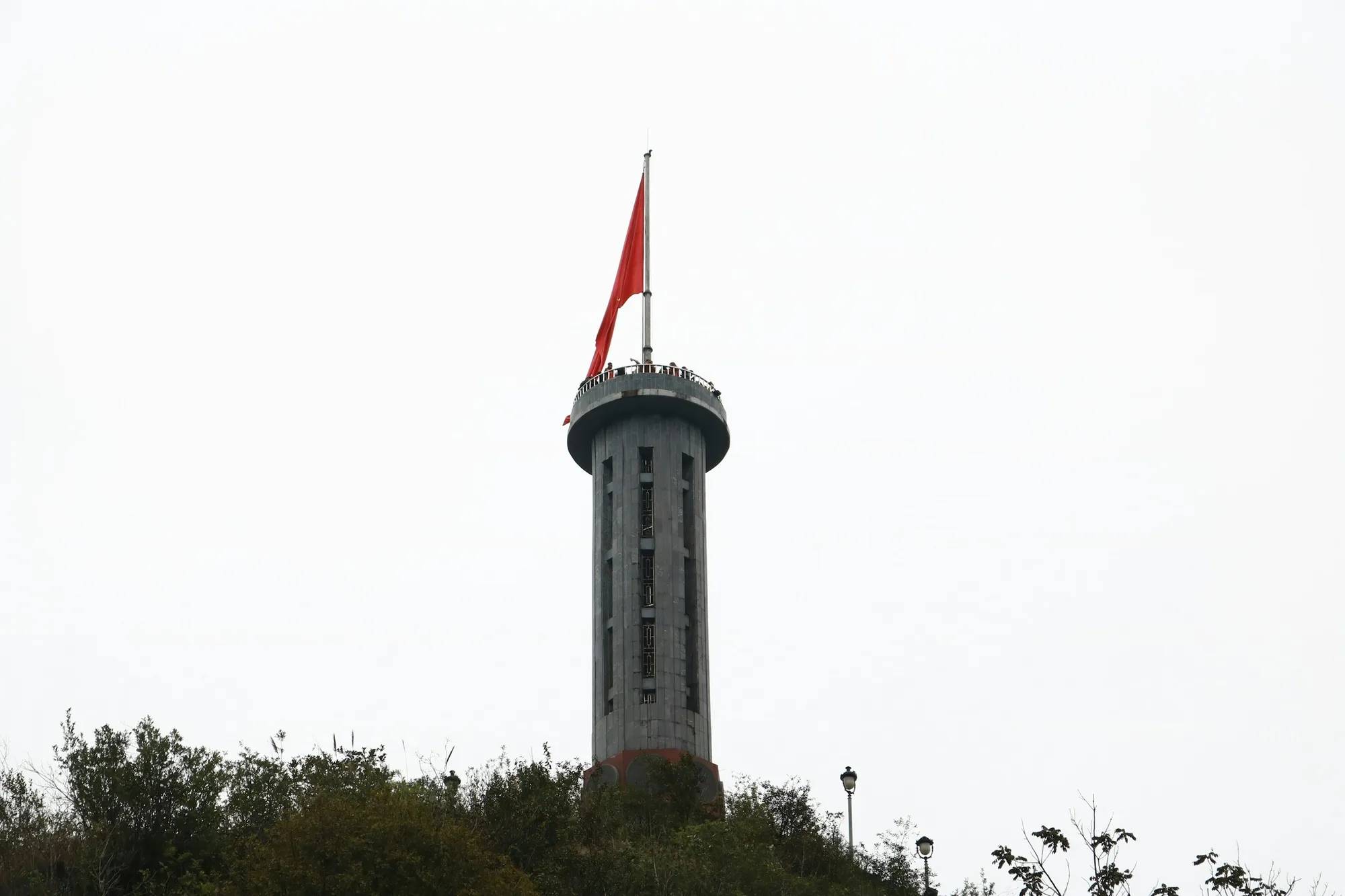 The Lung Cu flag tower on its hilltop