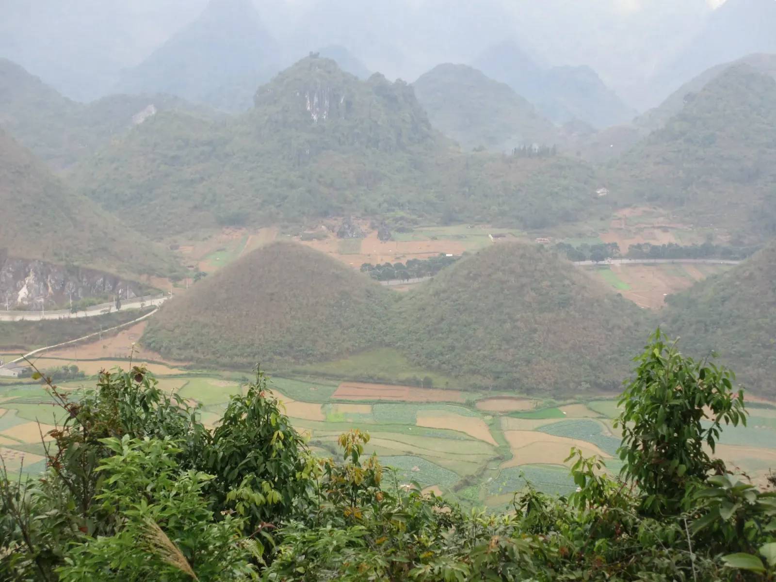 The Twin Mountains in the fields of Quan Ba
